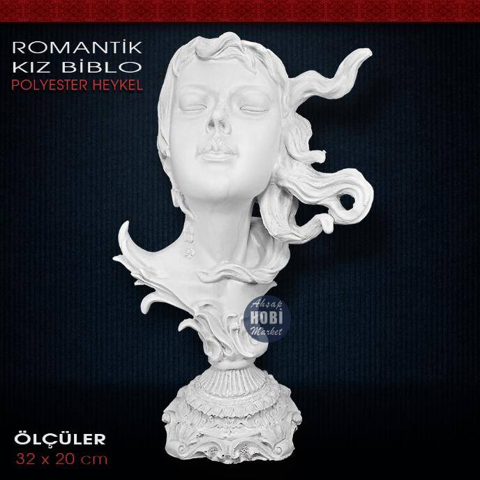 Romantik Kız Heykeli (32x20cm) Ham Polyester - 1