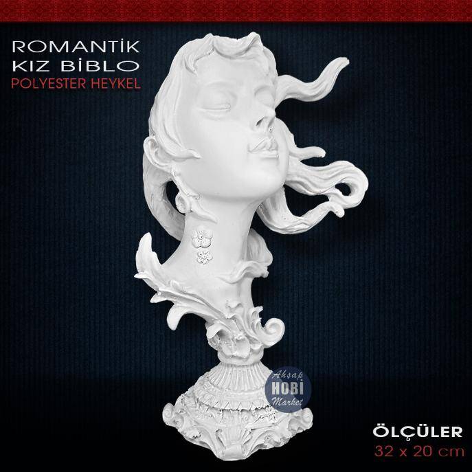 Romantik Kız Heykeli (32x20cm) Ham Polyester - 2