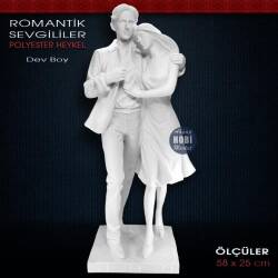Romantik Sevgililer Heykeli Dev Boy (58x25cm) Ham Polyester - Tual Hobi Sanat