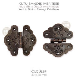 Rustik Süslü Menteşe Antik Bakır Küçük Boy (40x38 mm) - Tual Hobi Sanat