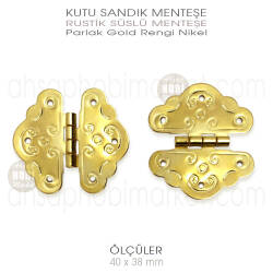 Rustik Süslü Menteşe Parlak Gold Küçük Boy (40x38 mm) - Tual Hobi Sanat