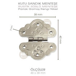 Rustik Süslü Menteşe Parlak Gümüş Küçük Boy (40x38 mm) - Tual Hobi Sanat (1)