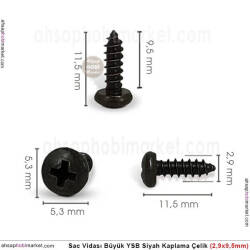 Sac Vidası Orta 10 Adet YSB (2,9x9,5 mm) Siyah - Tual Hobi Sanat (1)