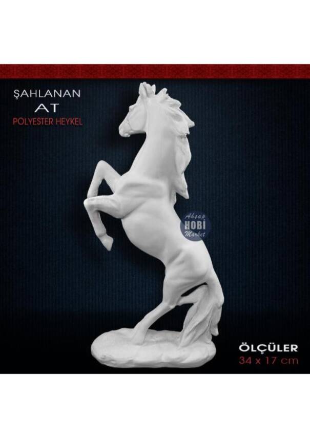Şahlanan At Biblo Heykeli (34x17 cm) Ham Polyester - 2