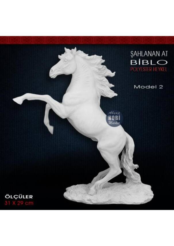 Şahlanan At Biblo Heykeli Model 2 (31x29 cm) Ham Polyester - 1