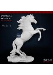 Şahlanan At Biblo Heykeli Model 2 (31x29 cm) Ham Polyester - Tual Hobi Sanat (1)
