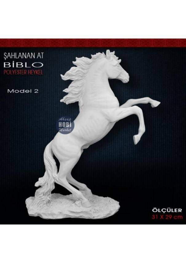 Şahlanan At Biblo Heykeli Model 2 (31x29 cm) Ham Polyester - 2