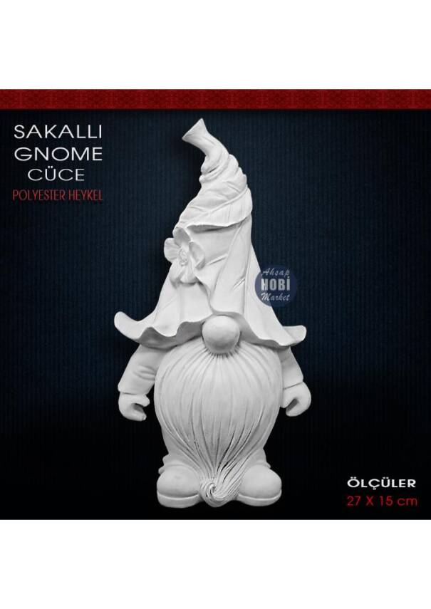 Sakallı Cüce Biblo Heykeli (27x15 cm) Ham Polyester - 1