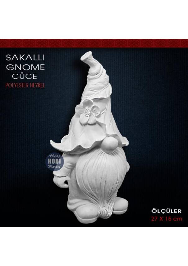 Sakallı Cüce Biblo Heykeli (27x15 cm) Ham Polyester - 2
