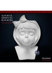 Sakız Şişiren Kız Saksı (23x15 cm) Ham Polyester - Tual Hobi Sanat
