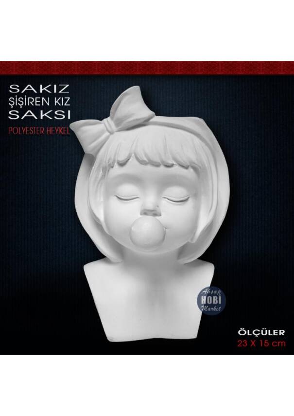 Sakız Şişiren Kız Saksı (23x15 cm) Ham Polyester - 1