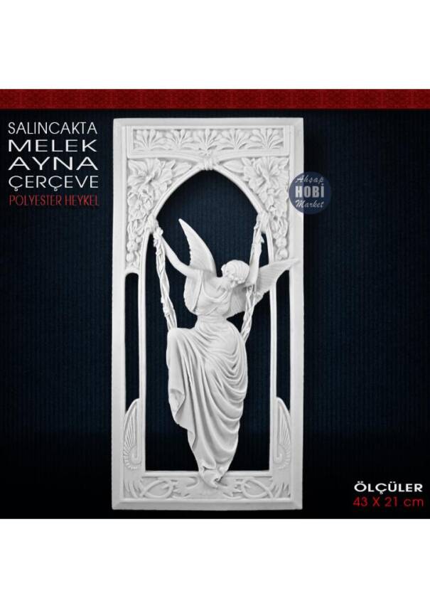 Salıncakta Sallanan Melek Ayna Pano (43x21 cm) Ham Polyester - 1