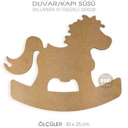 Sallanan At Ahşap Duvar Pano Kapı Süsü (30x25 cm) - Tual Hobi Sanat