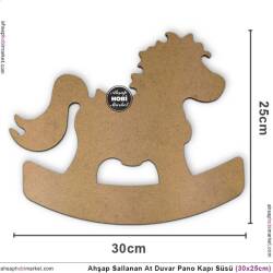 Sallanan At Ahşap Duvar Pano Kapı Süsü (30x25 cm) - Tual Hobi Sanat (1)