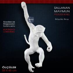 Sallanan Maymun Heykel Aplik (59x45 cm) Ham Polyester - Tual Hobi Sanat (1)