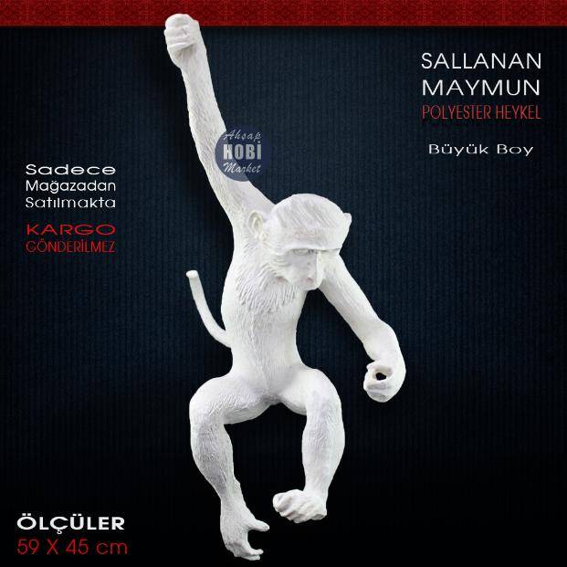 Sallanan Maymun Heykel Aplik (59x45 cm) Ham Polyester - 2