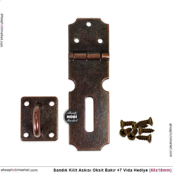 Sandık Kilit Askısı (60x18 mm) Oksit Bakır - 1