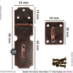 Sandık Kilit Askısı (60x18 mm) Oksit Bakır - Tual Hobi Sanat (1)