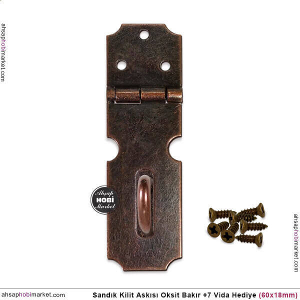 Sandık Kilit Askısı (60x18 mm) Oksit Bakır - 3