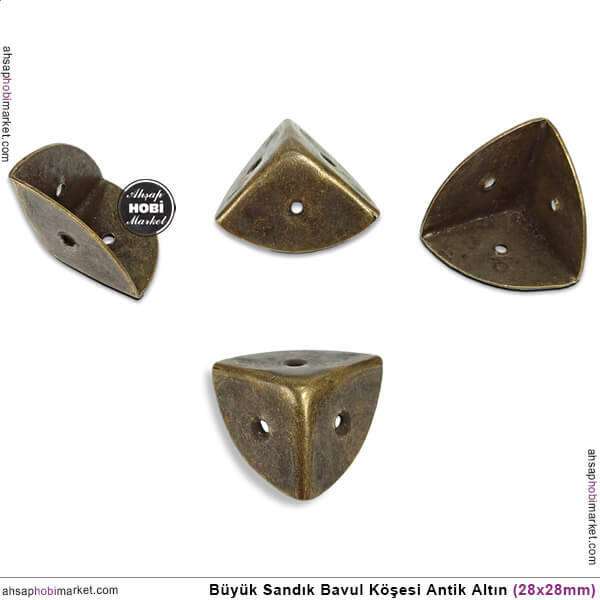 Sandık Köşesi Koruyucu Köşebent Büyük (28x28 mm) Antik Altın - 1