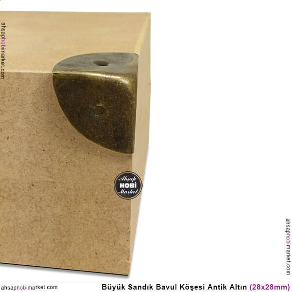 Sandık Köşesi Koruyucu Köşebent Büyük (28x28 mm) Antik Altın - 2