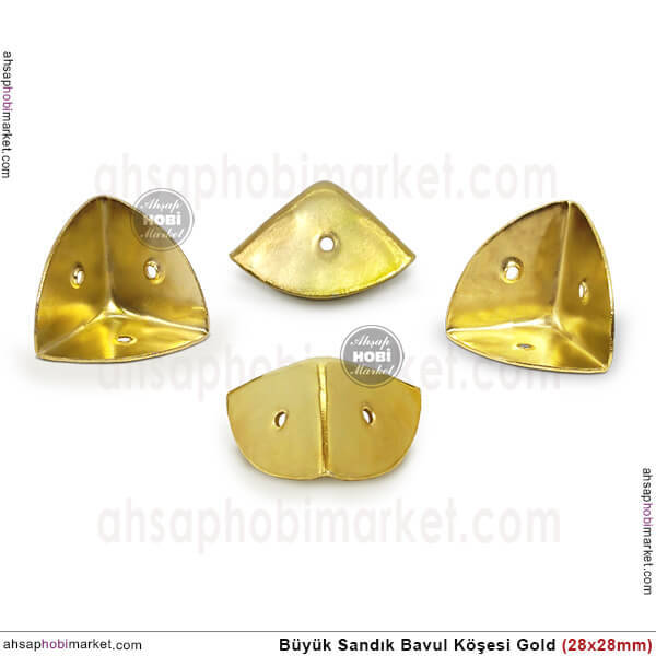 Sandık Köşesi Koruyucu Köşebent Büyük (28x28 mm) Parlak Gold - 1
