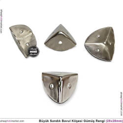 Sandık Köşesi Koruyucu Köşebent Büyük (28x28 mm) Parlak Gümüş - Tual Hobi Sanat