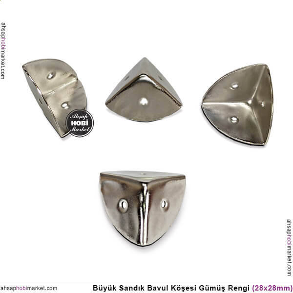Sandık Köşesi Koruyucu Köşebent Büyük (28x28 mm) Parlak Gümüş - 1