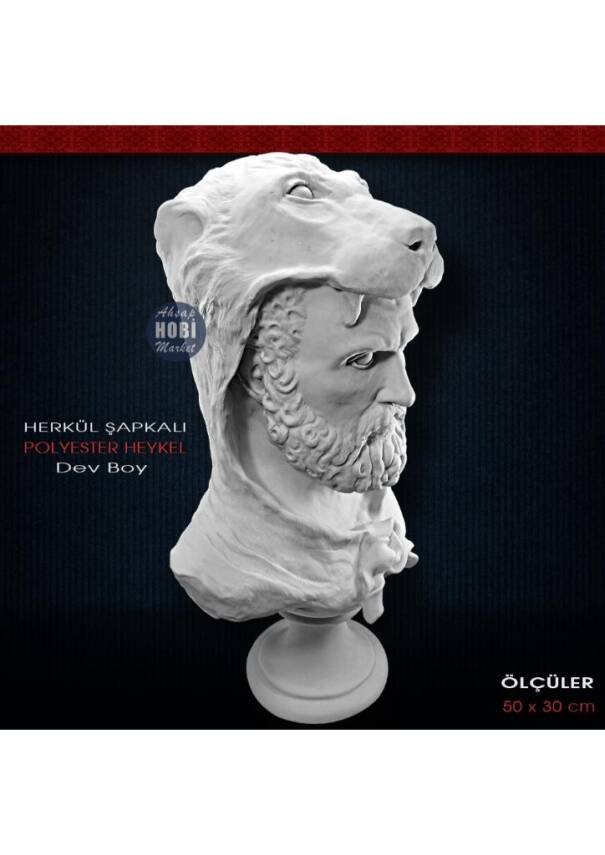 Şapkalı Herkül Heykeli Dev Boy (50x30cm) Ham Polyester - 1