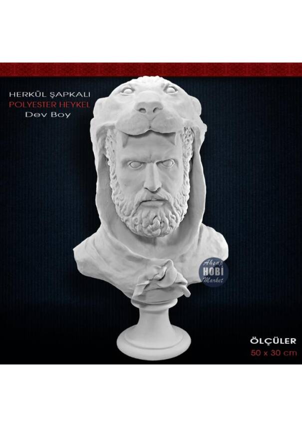 Şapkalı Herkül Heykeli Dev Boy (50x30cm) Ham Polyester - 2