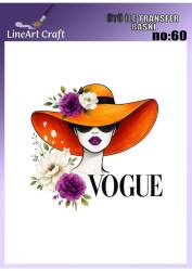 Şapkalı Kadın Desenli Kumaş Transfer Kağıdı LNT-K060 (20x20 cm) - Line Art