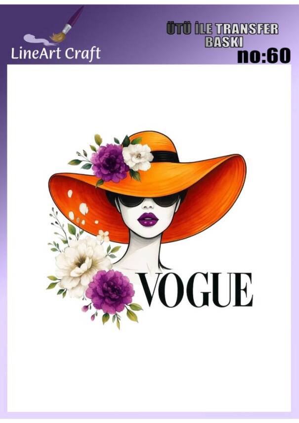 Şapkalı Kadın Desenli Kumaş Transfer Kağıdı LNT-K060 (20x20 cm) - 1