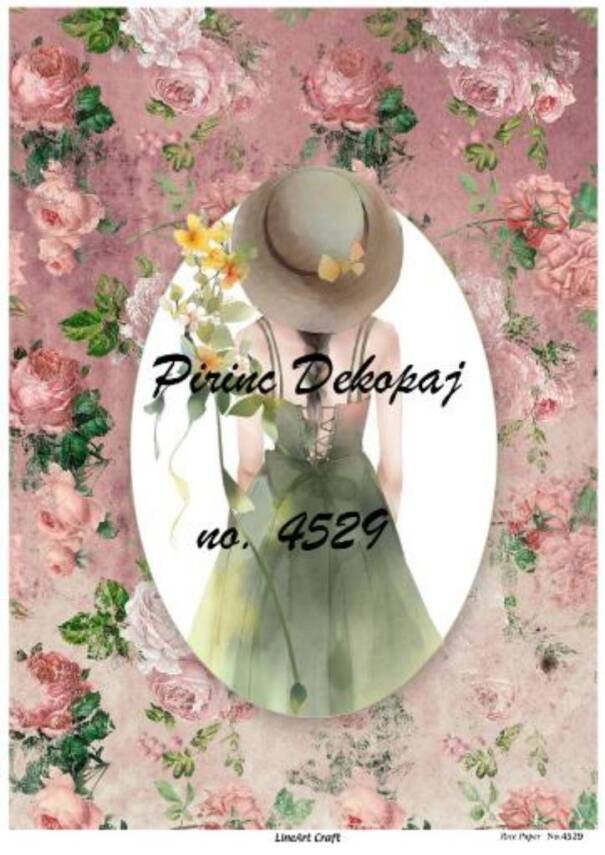 Şapkalı Kadın Figürlü Pirinç Dekopaj Model : 4529 - 1