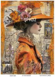 Şapkalı Kadın Figürlü Pirinç Dekopaj Model : ŞPKD02 - Line Art