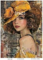 Şapkalı Kadın Figürlü Pirinç Dekopaj Model : ŞPKD03 - Line Art