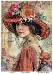 Şapkalı Kadın Figürlü Pirinç Dekopaj Model : ŞPKD05 - Line Art