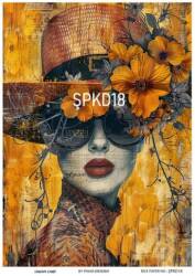 Şapkalı Kadın Figürlü Pirinç Dekopaj Model : ŞPKD18 - Line Art