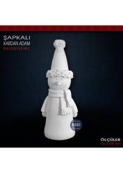 Şapkalı Kardan Adam Biblo (18x8 cm) Ham Polyester - Tual Hobi Sanat
