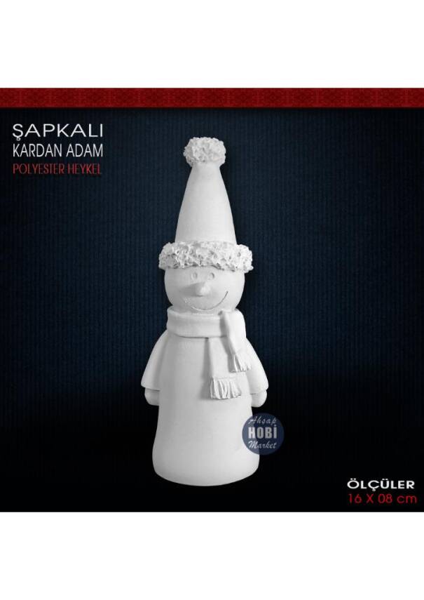 Şapkalı Kardan Adam Biblo (18x8 cm) Ham Polyester - 1