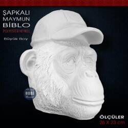 Şapkalı Maymun Kafası Heykeli (26x23 cm) Ham Polyester - Tual Hobi Sanat (1)