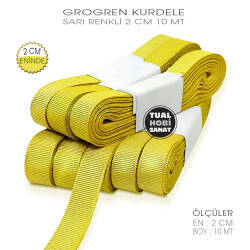 Sarı Renkli Grogren Kurdele (Genişlik 2 cm) 10 Metre - Tual Hobi Sanat