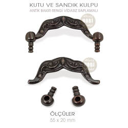 Sarkaç Sandık Kulpu Vidasız Saplamalı (55x20 mm) Antik Eskitme - Tual Hobi Sanat