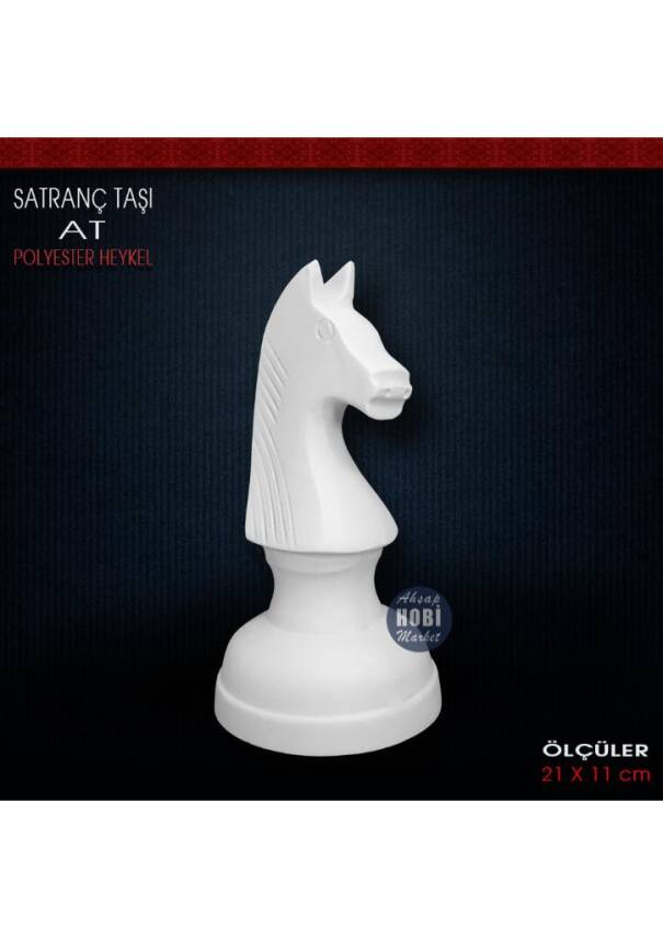 Satranç Taşı Heykeli At Modern (21x11 cm) Ham Polyester - 1