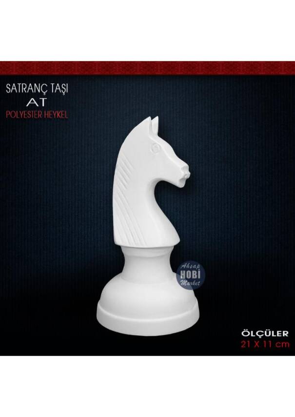 Satranç Taşı Heykeli At Modern (21x11 cm) Ham Polyester - 2