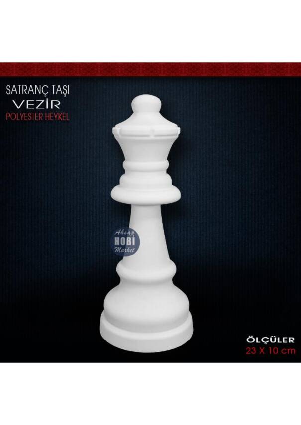 Satranç Taşı Heykeli Vezir Modern (23x10 cm) Ham Polyester - 1