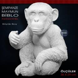 Şempanze Maymun Heykeli Büyük (36x29 cm) Ham Polyester - Tual Hobi Sanat (1)