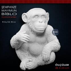 Şempanze Maymun Heykeli Küçük (28x23 cm) Ham Polyester - Tual Hobi Sanat