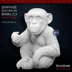 Şempanze Maymun Heykeli Küçük (28x23 cm) Ham Polyester - Tual Hobi Sanat (1)