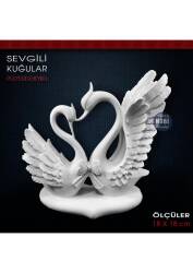 Sevgili Kuğular Biblo (18x18 cm) Ham Polyester - Tual Hobi Sanat