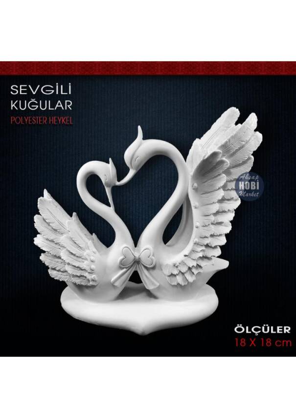 Sevgili Kuğular Biblo (18x18 cm) Ham Polyester - 1